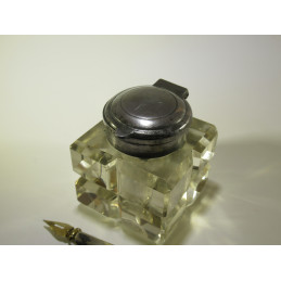Old chiseled crystal inkwell