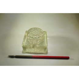 Antique square glass inkwell